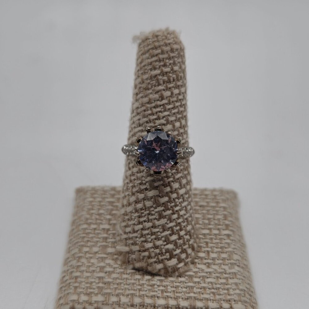 Size 7.25 Sterling Silver Cubic Zirconia And Crystals Tarnished Ring A3719